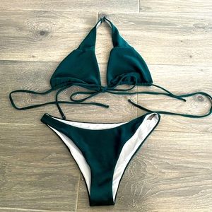 Green 2 piece bathing suit